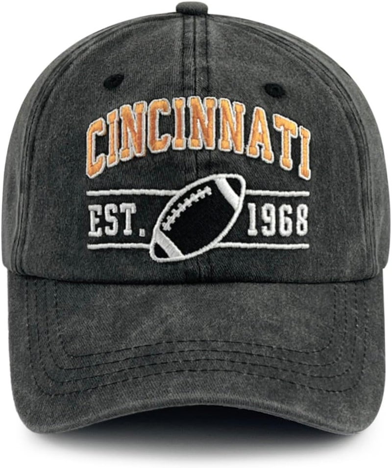 Terojnkl Embroidered City Football Hat for Men Women, Adjustable Unisex Cotton Fans Baseball Cap - Image 1